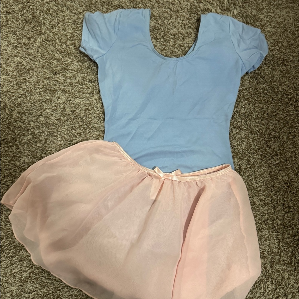 🔥2/$25 Blue Leotard with Pink Pull up Dance Skirt